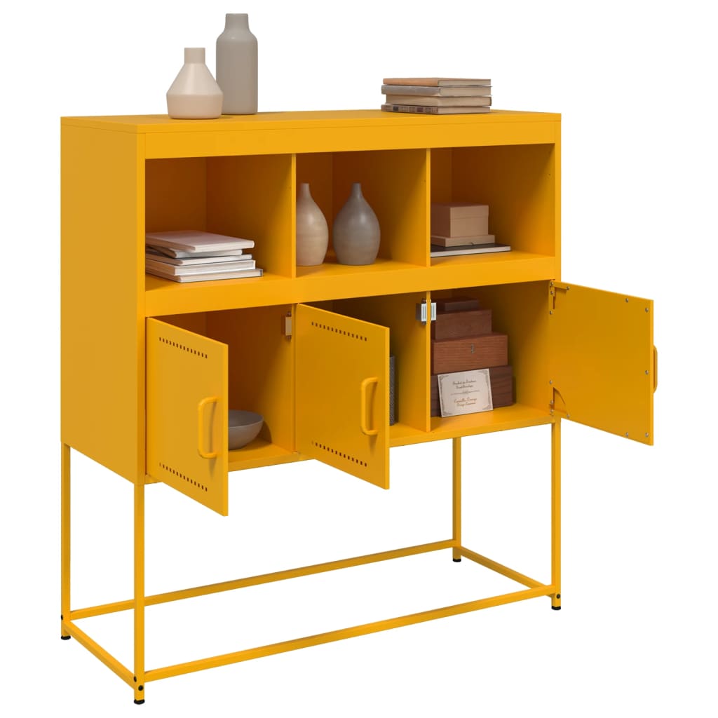 Mustard Yellow Steel Sideboard 100.5x39x107 cm - Stylish Storage Solution
