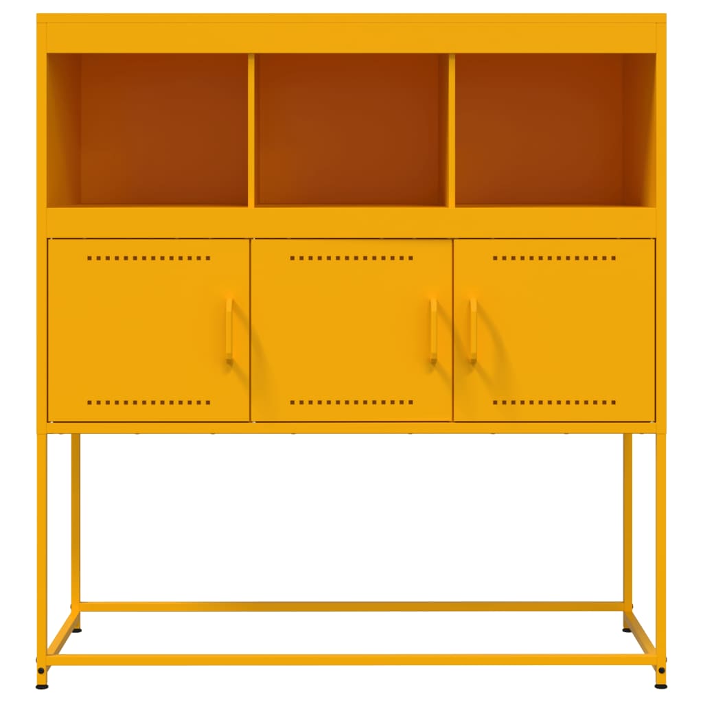 Mustard Yellow Steel Sideboard 100.5x39x107 cm - Stylish Storage Solution