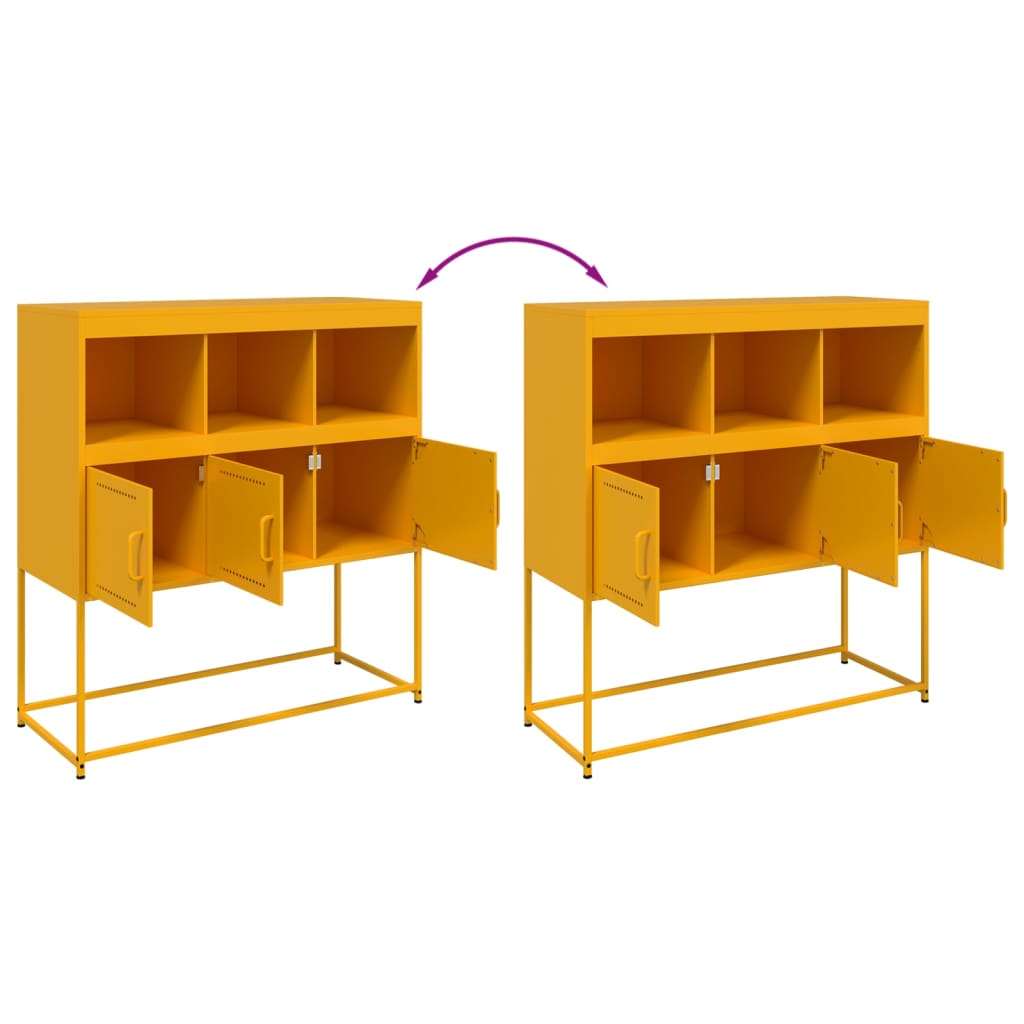 Mustard Yellow Steel Sideboard 100.5x39x107 cm - Stylish Storage Solution