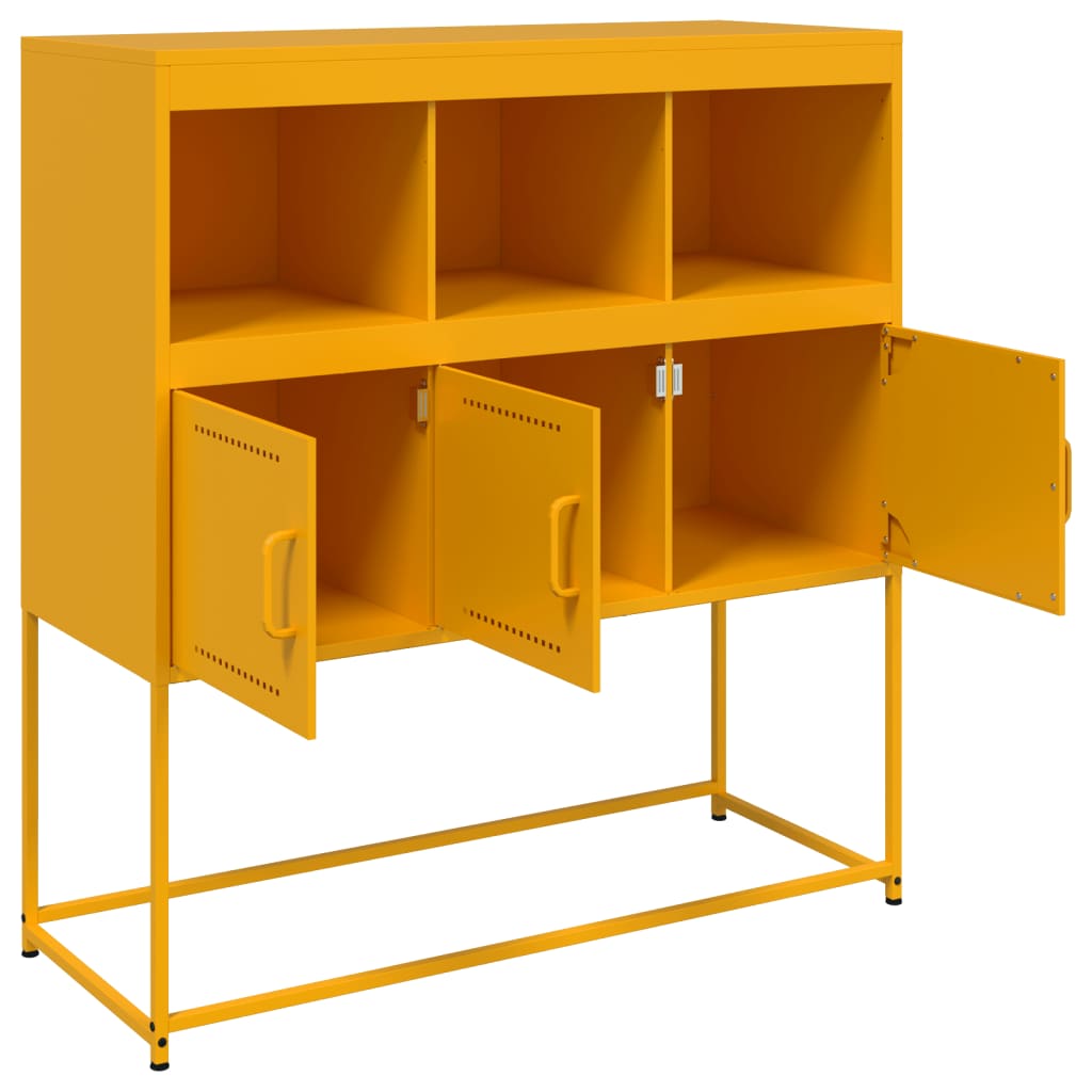 Mustard Yellow Steel Sideboard 100.5x39x107 cm - Stylish Storage Solution