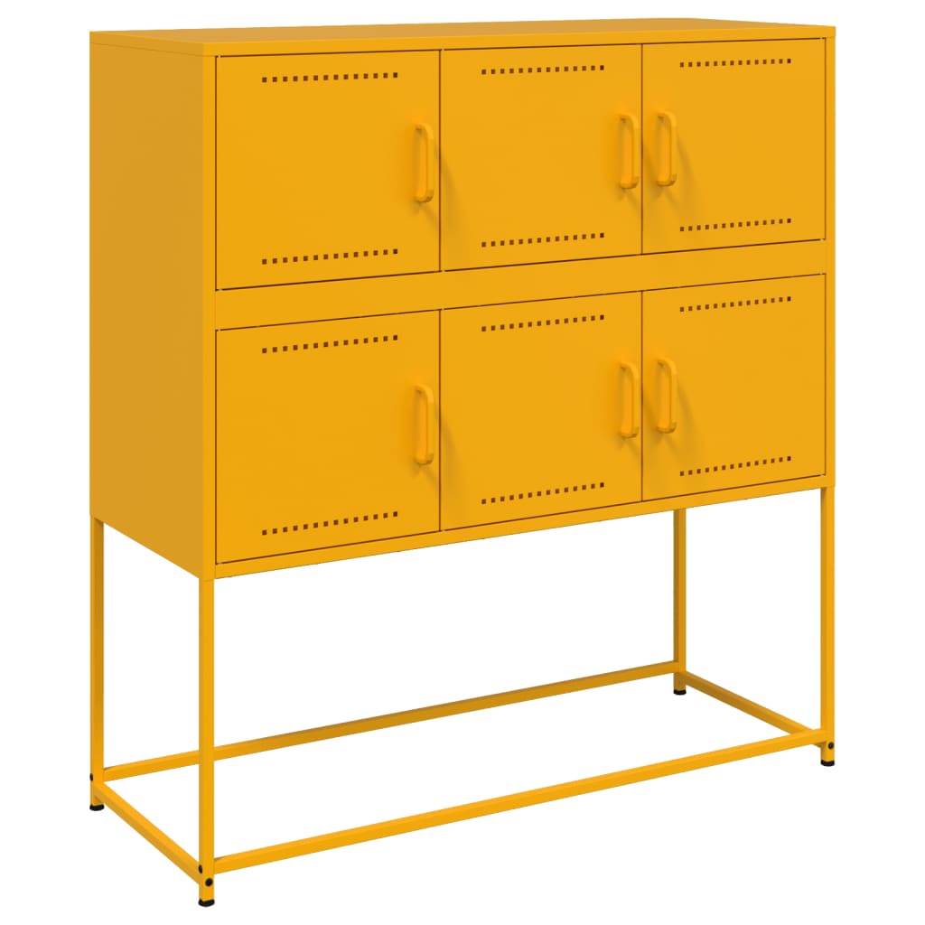 Mustard Yellow Steel Sideboard - 100.5x39x107 cm, Stylish Storage