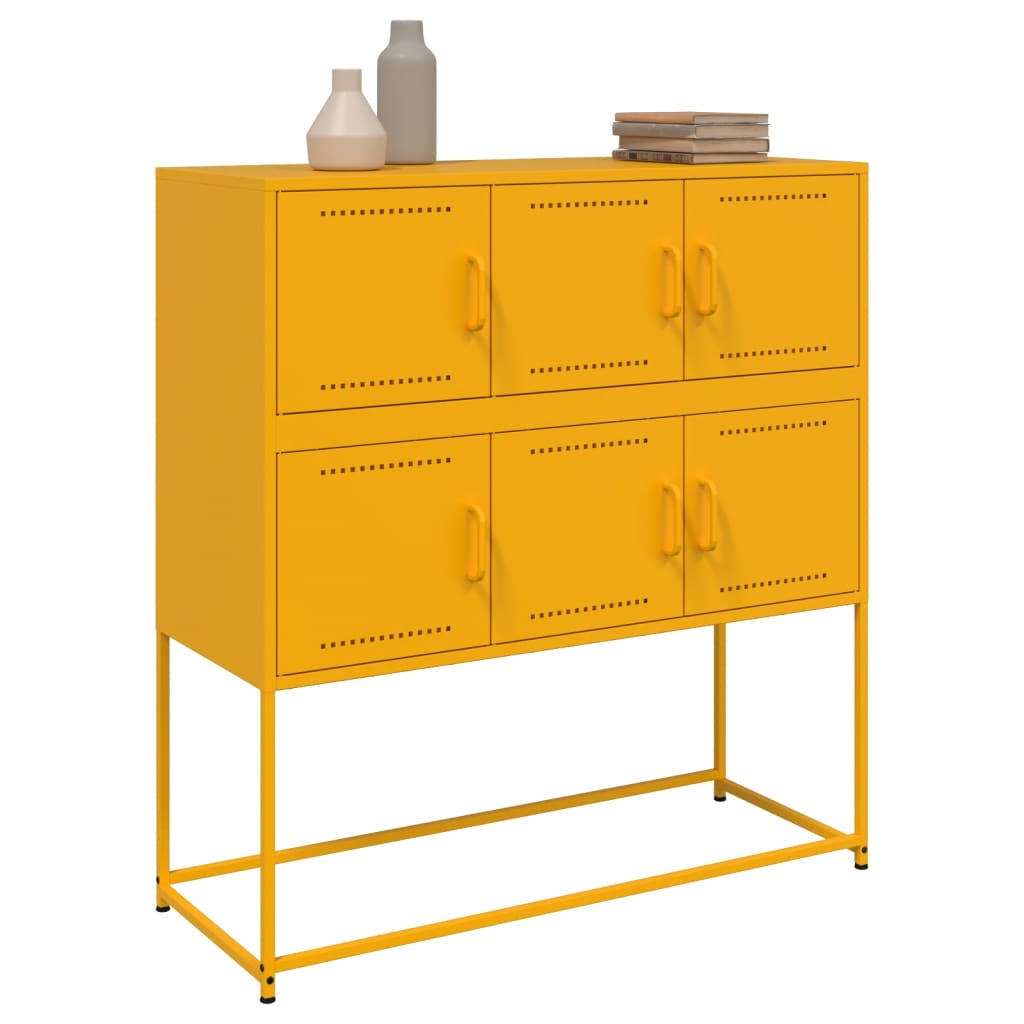 Mustard Yellow Steel Sideboard - 100.5x39x107 cm, Stylish Storage