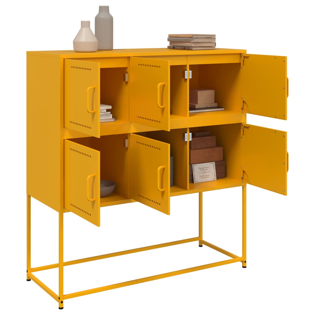 Mustard Yellow Steel Sideboard - 100.5x39x107 cm, Stylish Storage