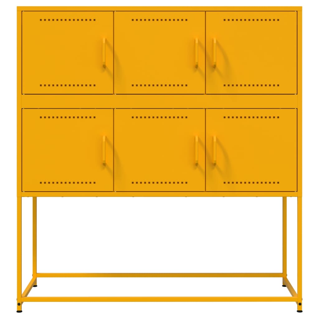Mustard Yellow Steel Sideboard - 100.5x39x107 cm, Stylish Storage