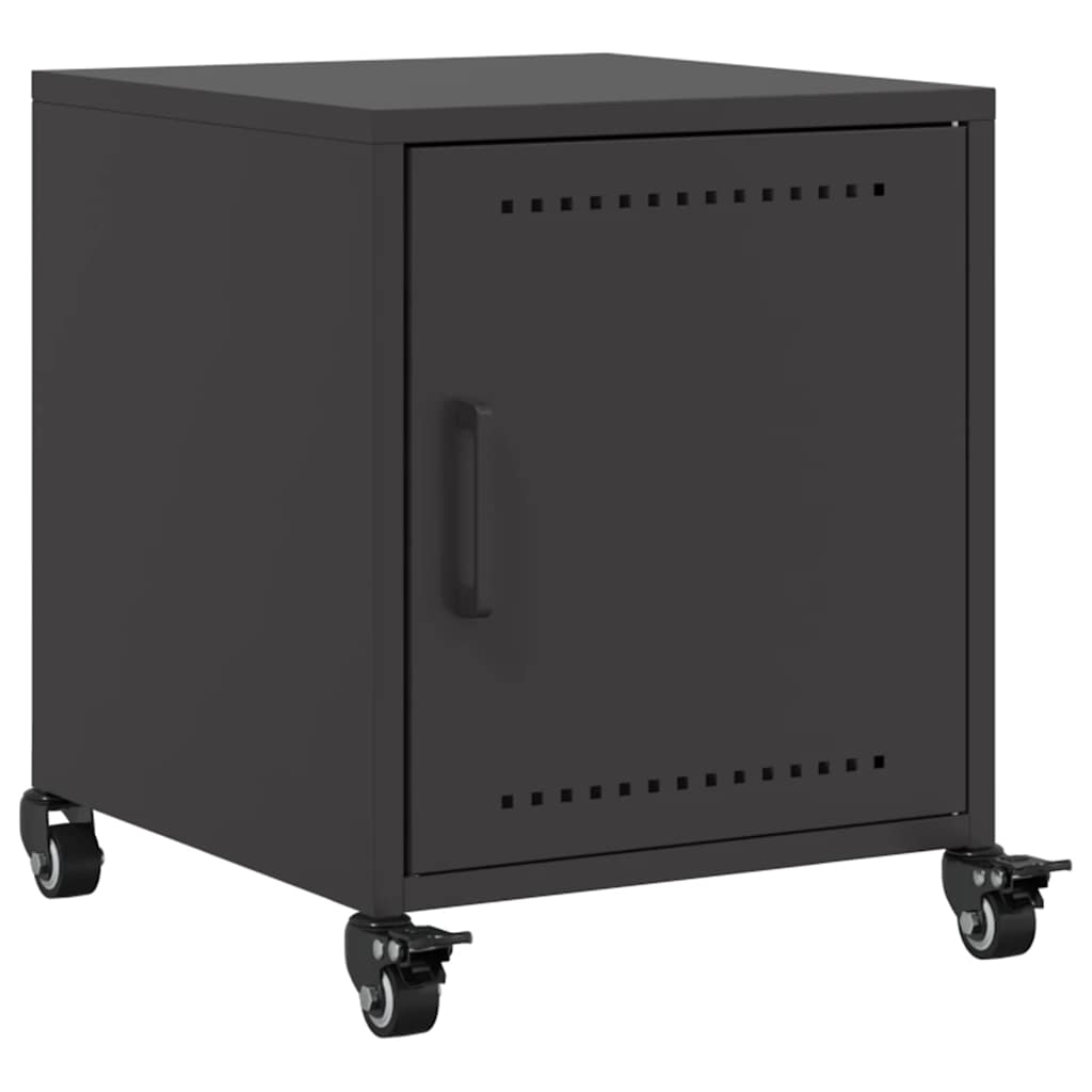Sleek Black Bedside Cabinet - Steel, 36x39x43.5 cm