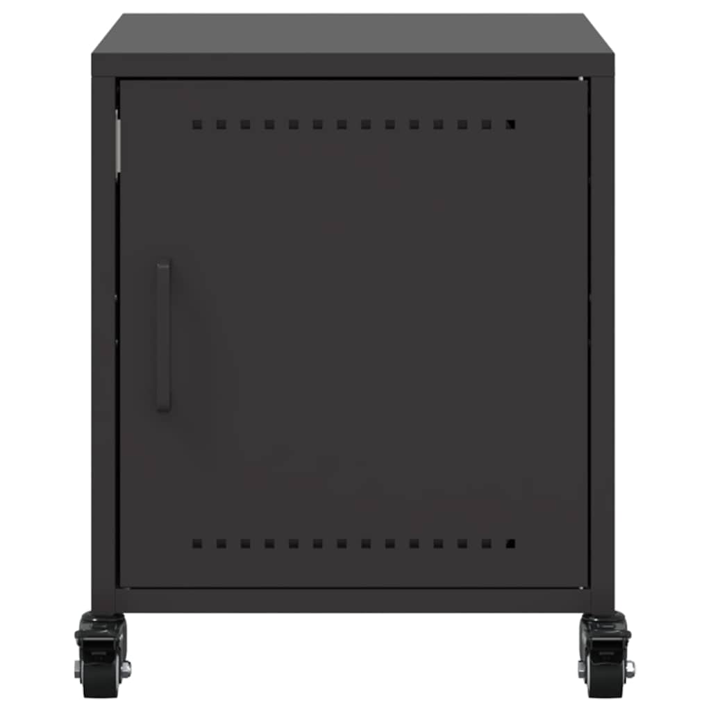 Sleek Black Bedside Cabinet - Steel, 36x39x43.5 cm