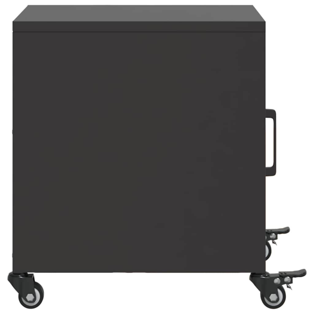 Sleek Black Bedside Cabinet - Steel, 36x39x43.5 cm