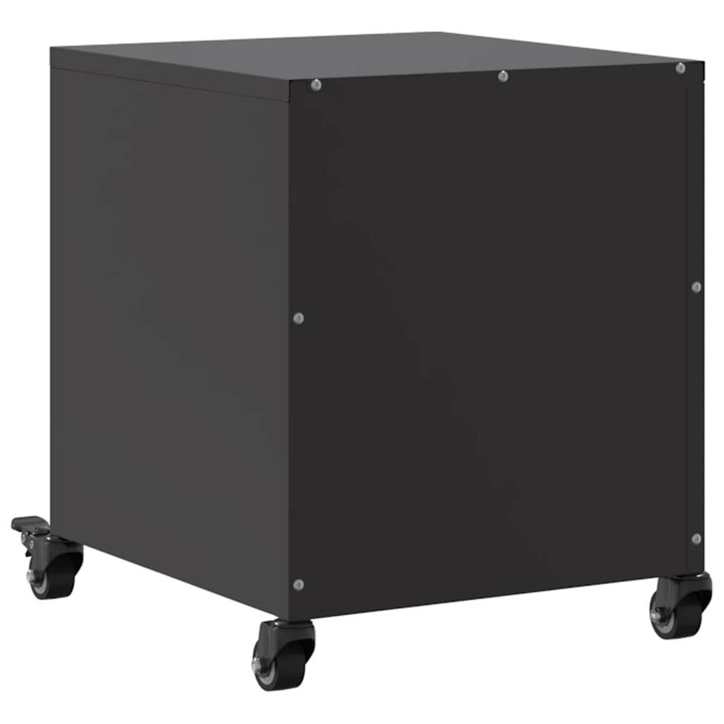 Sleek Black Bedside Cabinet - Steel, 36x39x43.5 cm