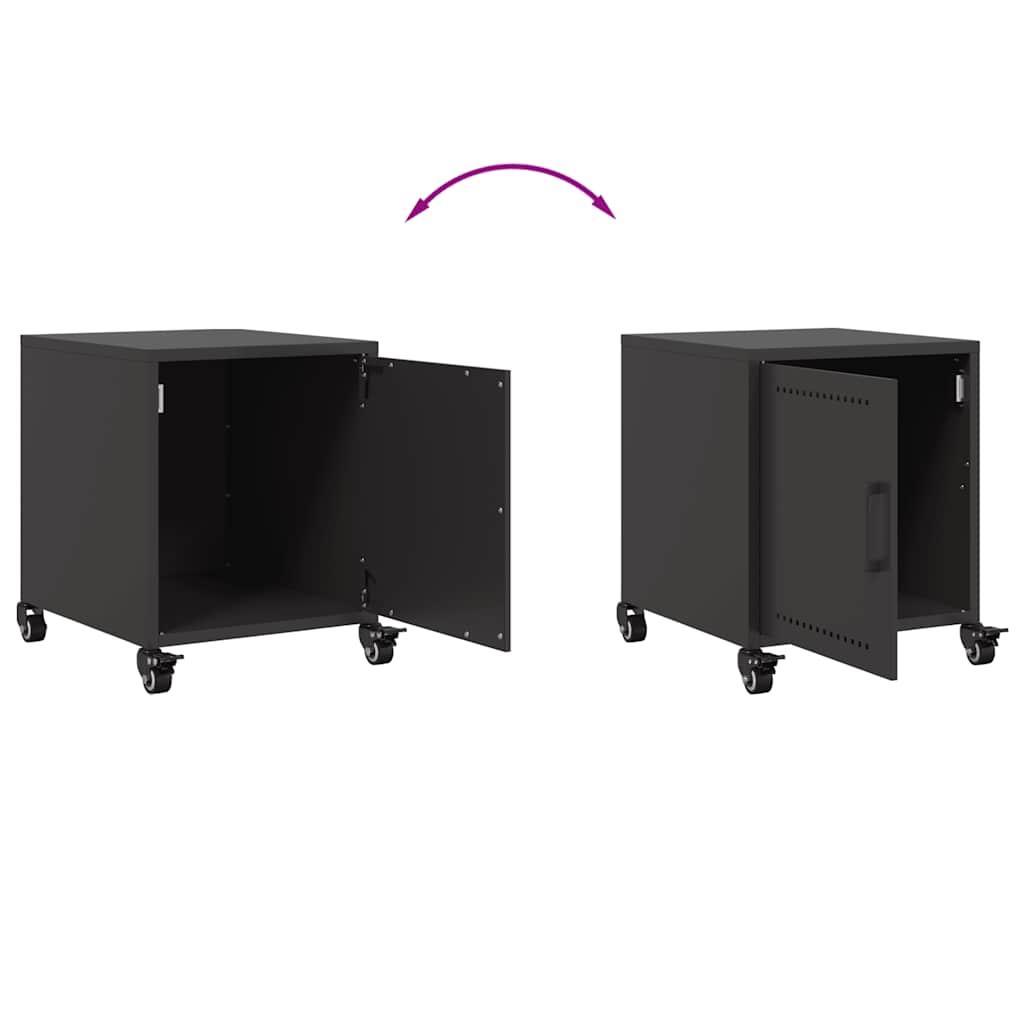 Sleek Black Bedside Cabinet - Steel, 36x39x43.5 cm
