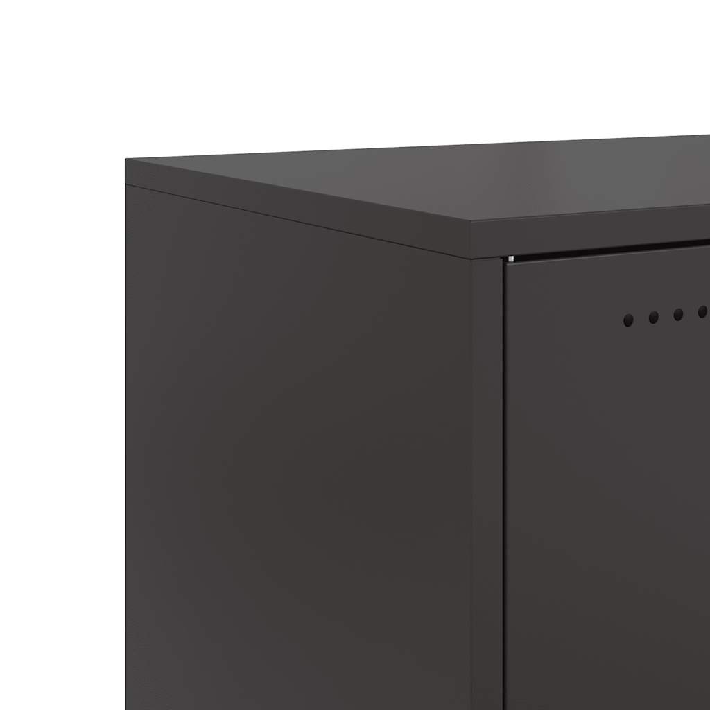 Sleek Black Bedside Cabinet - Steel, 36x39x43.5 cm
