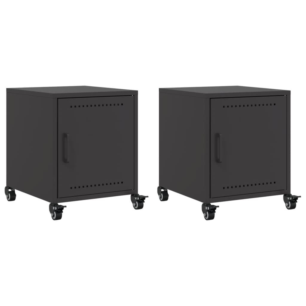 Black Steel Bedside Cabinets Set of 2 - 36x39x43.5 cm