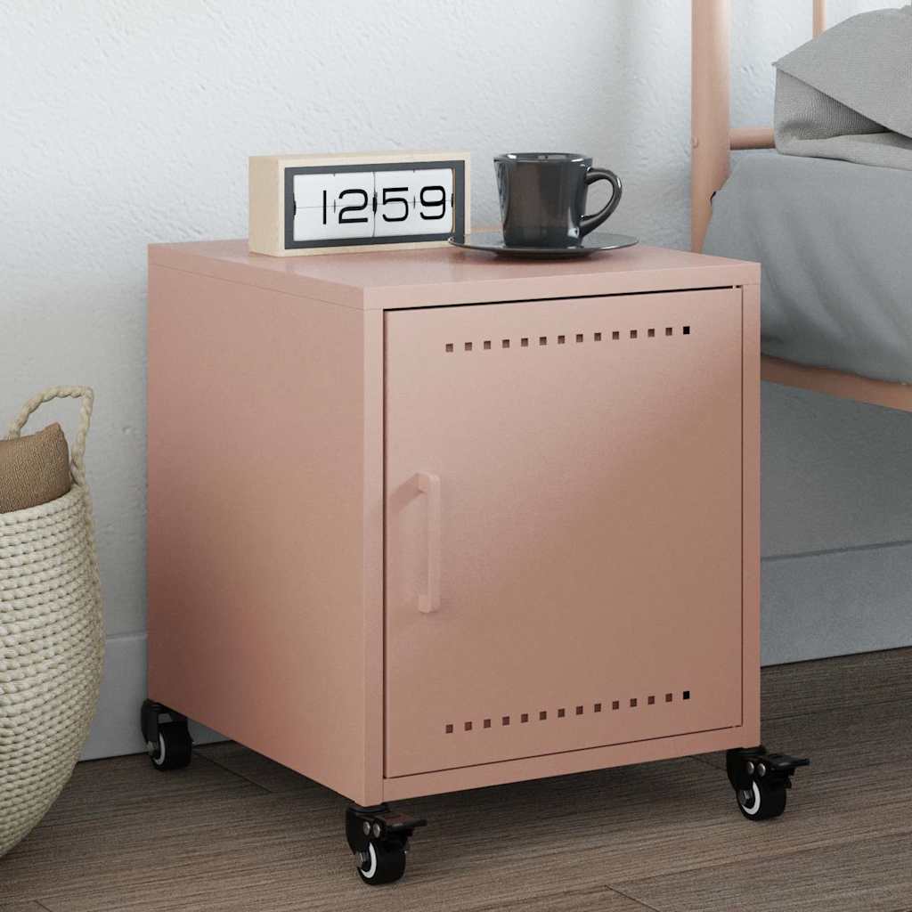 Pink Steel Bedside Cabinet 36x38.5x43.5 cm - Modern & Stylish