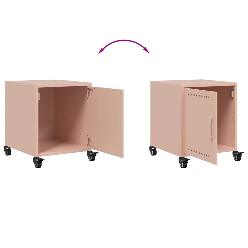 Pink Steel Bedside Cabinets Set of 2 - 36x39x43.5 cm
