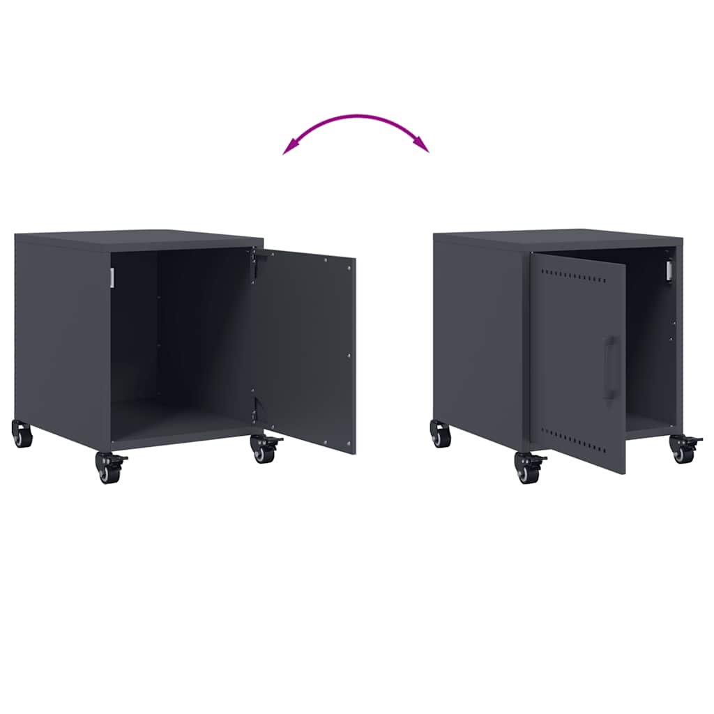 Anthracite Steel Bedside Cabinet 36x39x43.5 cm - Sleek & Stylish