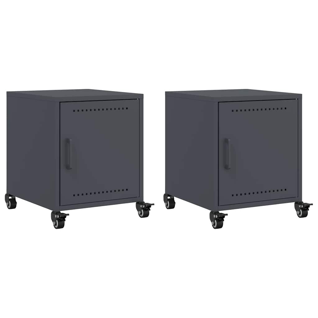 Anthracite Steel Bedside Cabinets Set of 2 - Compact & Stylish