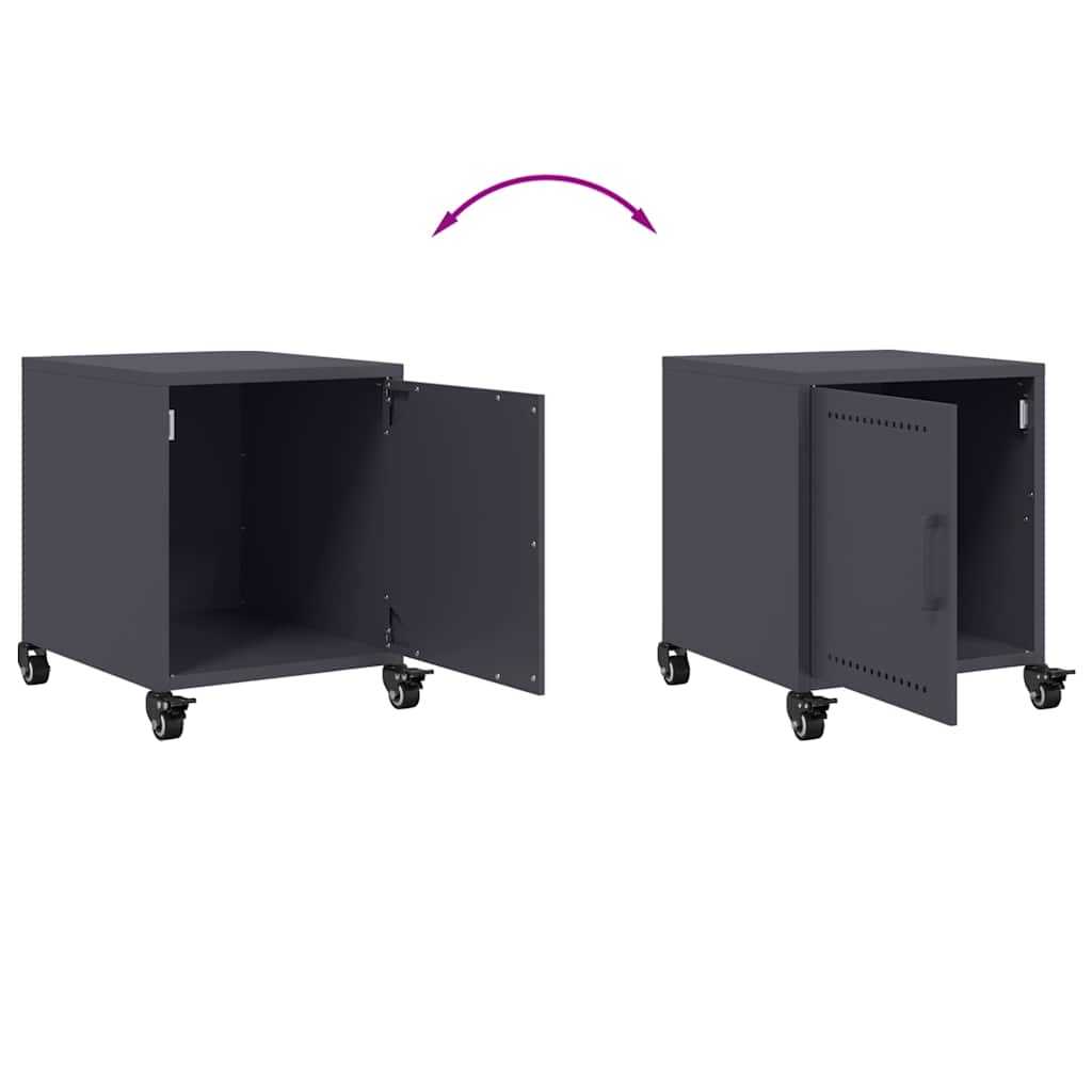 Anthracite Steel Bedside Cabinets Set of 2 - Compact & Stylish
