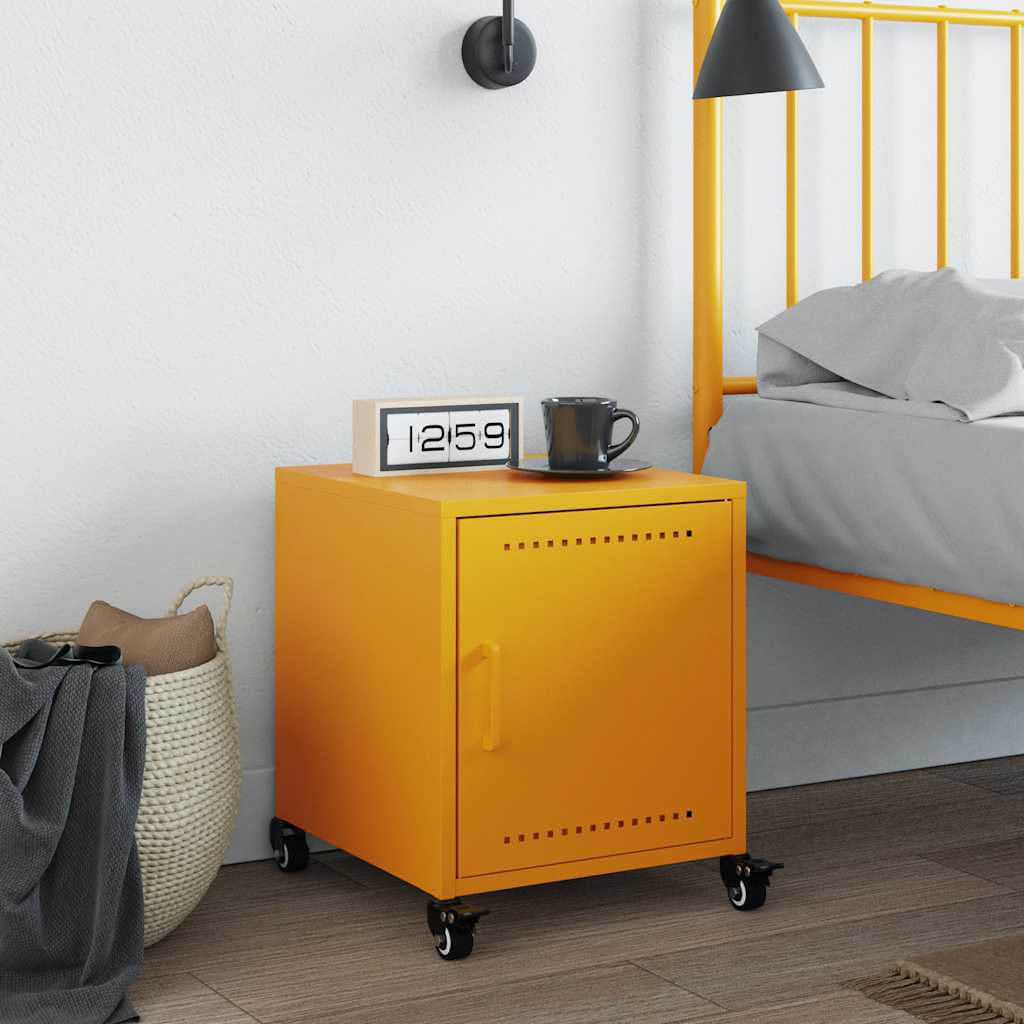 Mustard Yellow Steel Bedside Cabinet - 36x39x43.5 cm