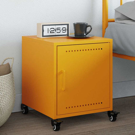 Mustard Yellow Steel Bedside Cabinet - 36x39x43.5 cm