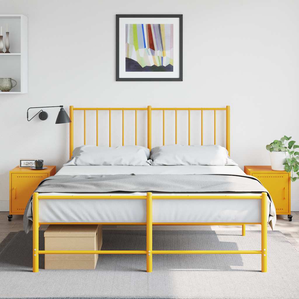 Set of 2 Mustard Yellow Steel Bedside Cabinets - 36x39x43.5 cm