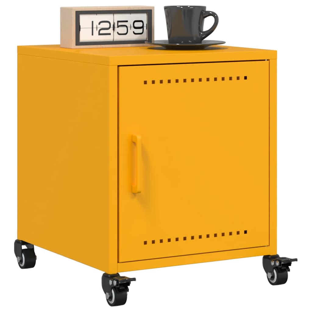Set of 2 Mustard Yellow Steel Bedside Cabinets - 36x39x43.5 cm