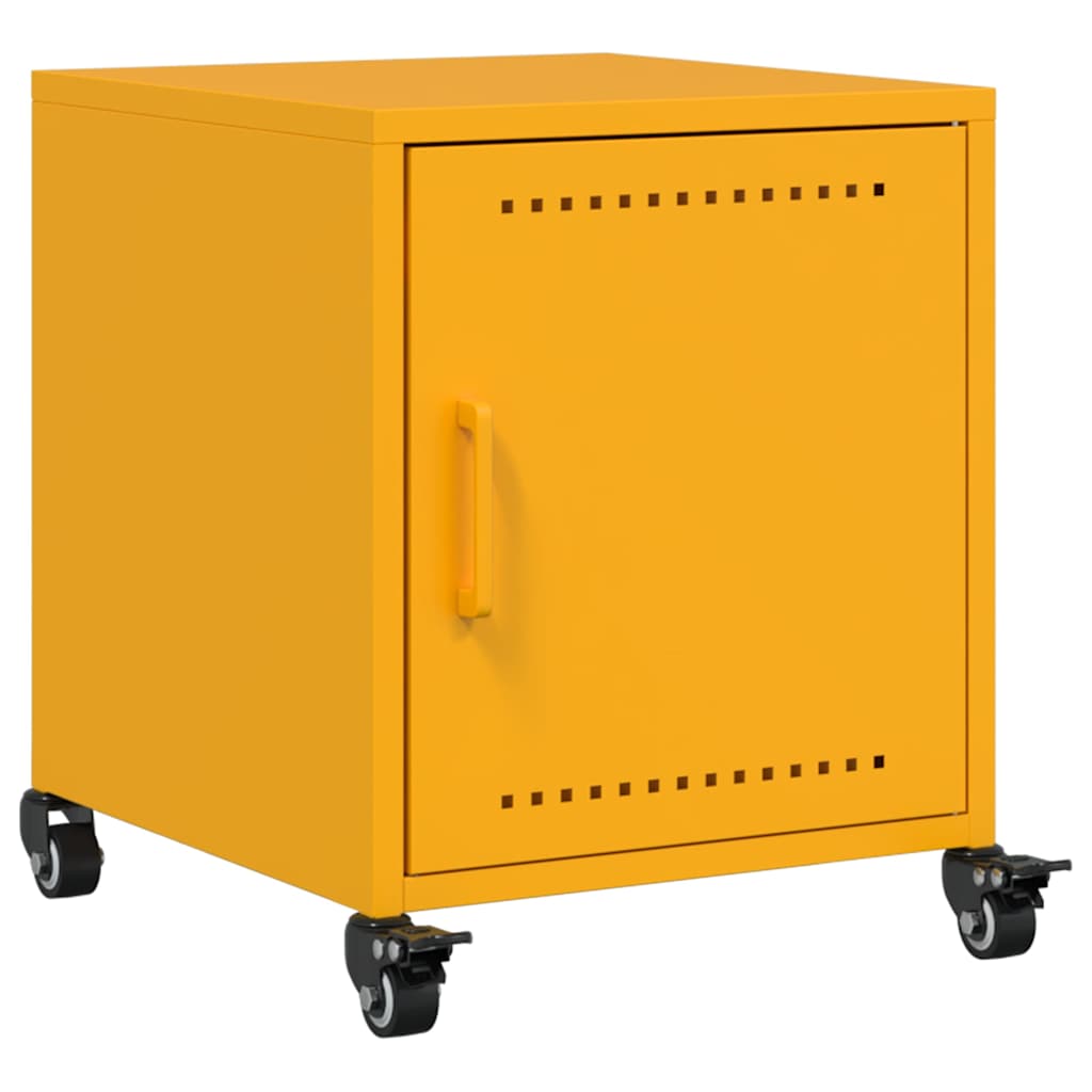 Set of 2 Mustard Yellow Steel Bedside Cabinets - 36x39x43.5 cm