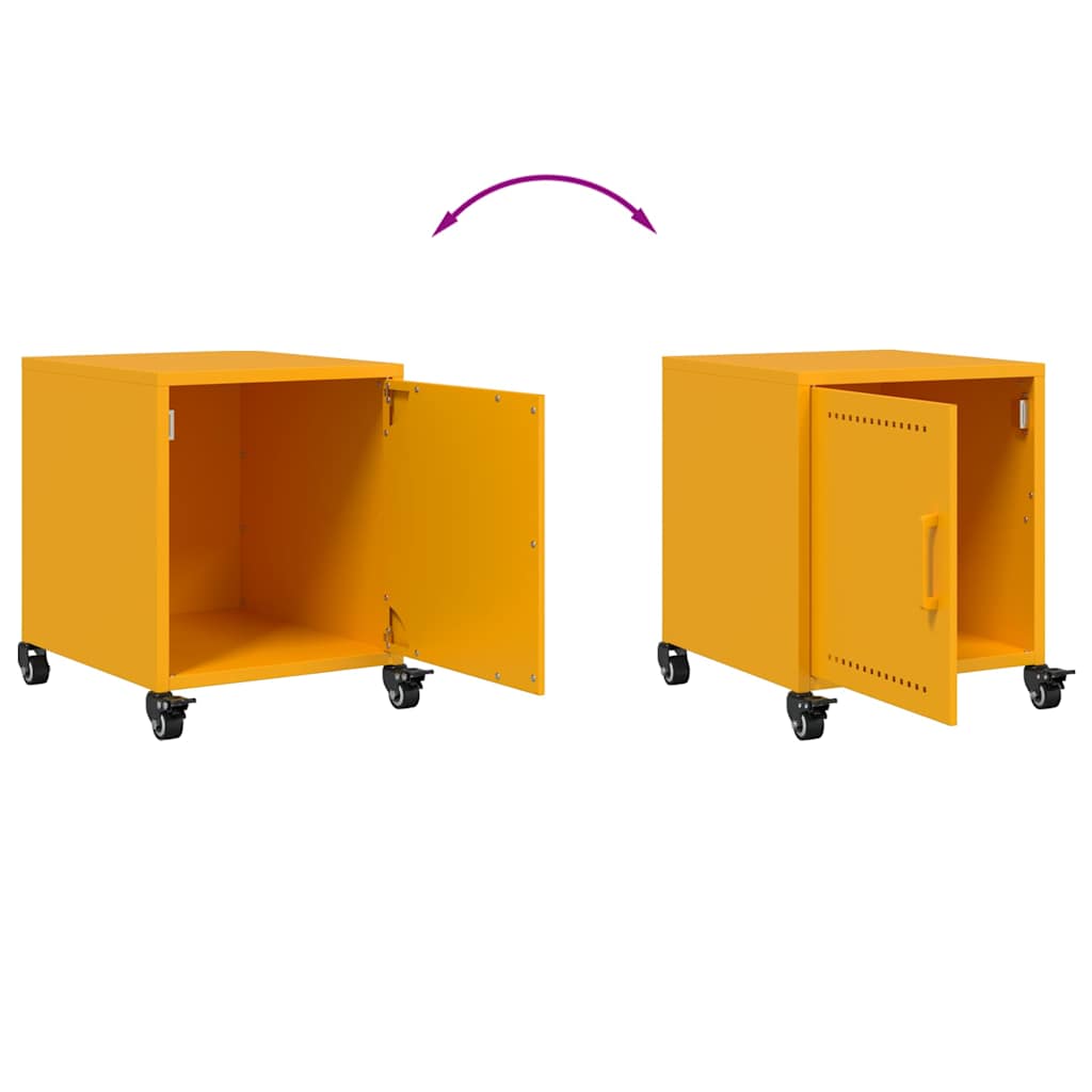 Set of 2 Mustard Yellow Steel Bedside Cabinets - 36x39x43.5 cm