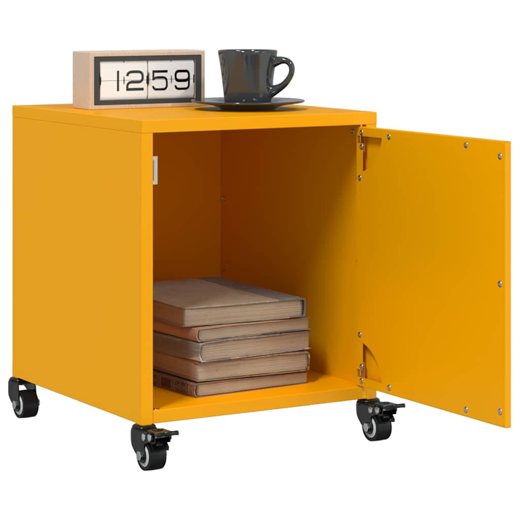 Set of 2 Mustard Yellow Steel Bedside Cabinets - 36x39x43.5 cm