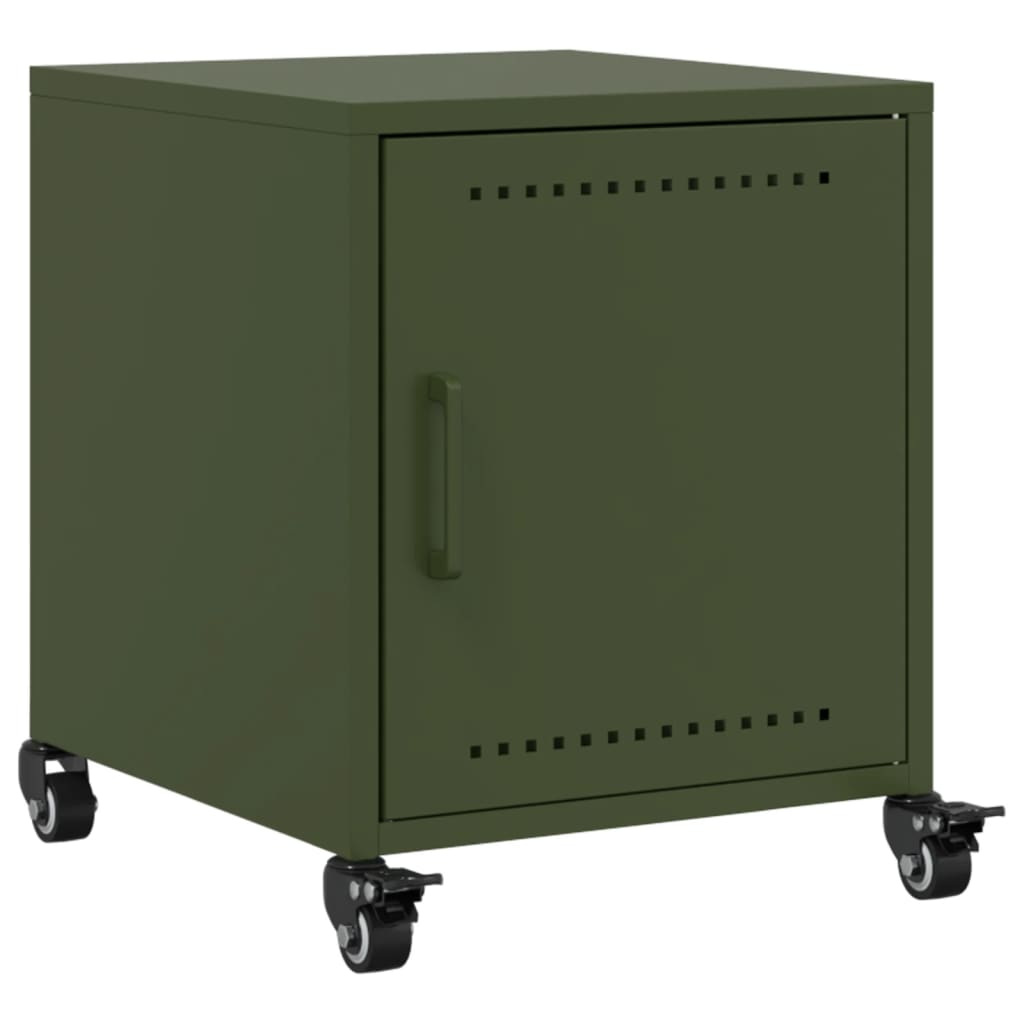 Olive Green Steel Bedside Cabinet 36x39x43.5 cm