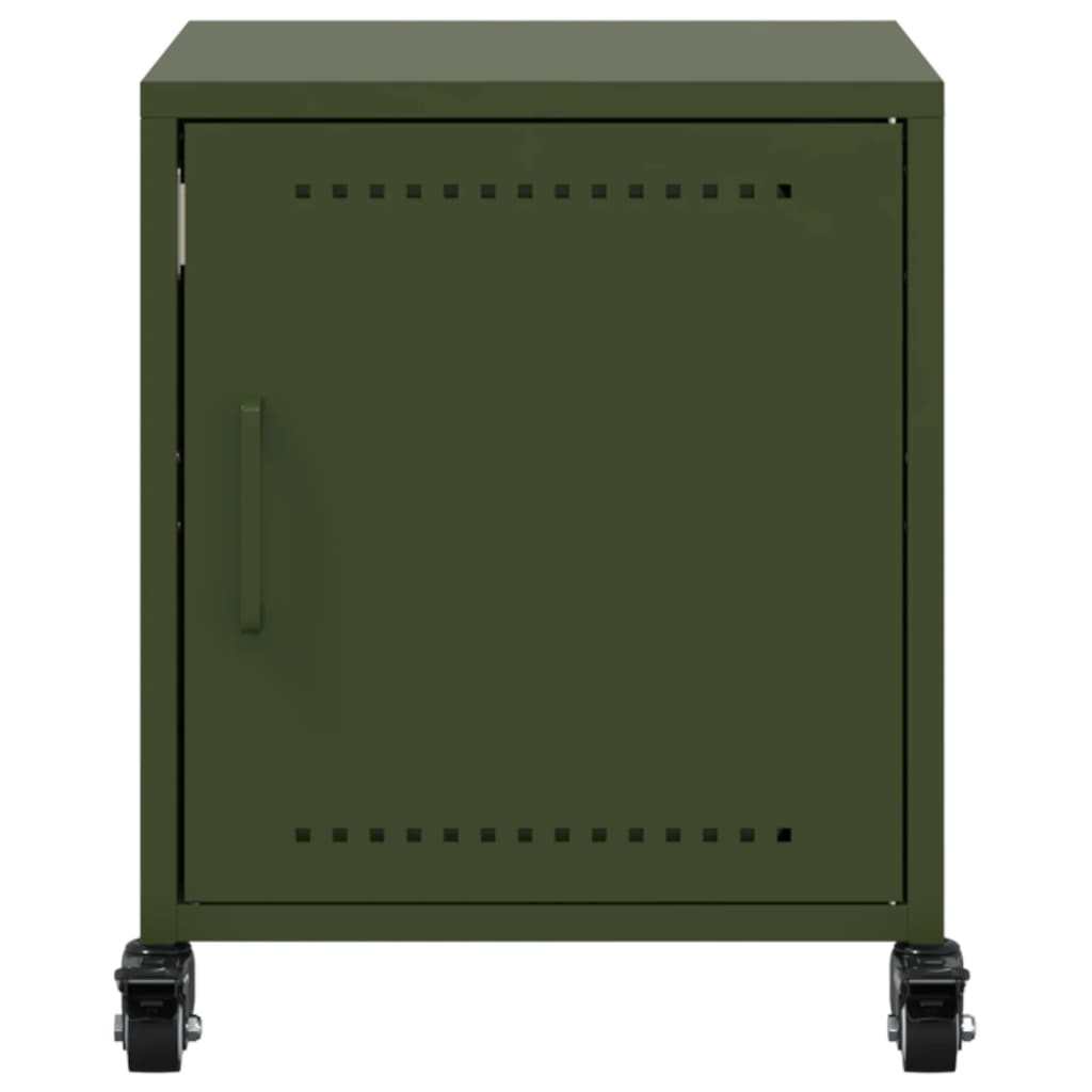 Olive Green Steel Bedside Cabinet 36x39x43.5 cm