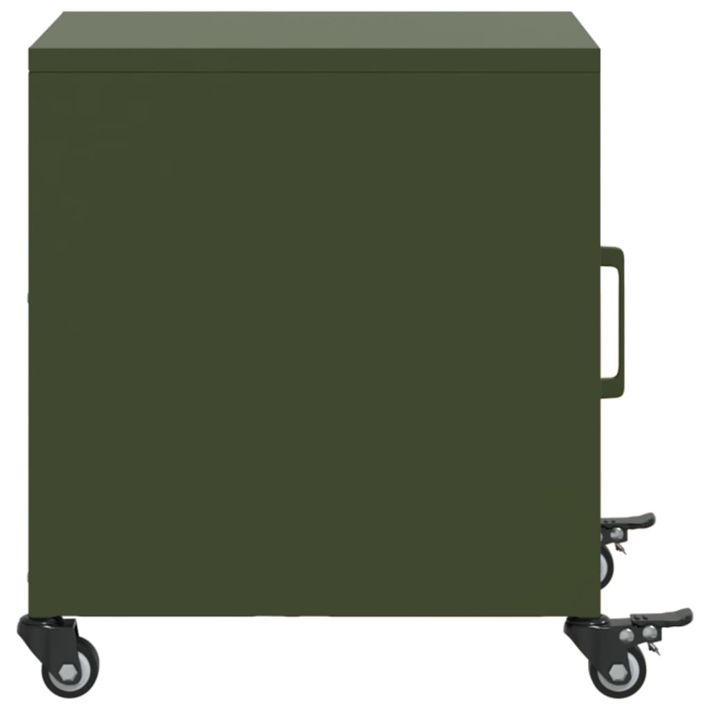 Olive Green Steel Bedside Cabinet 36x39x43.5 cm