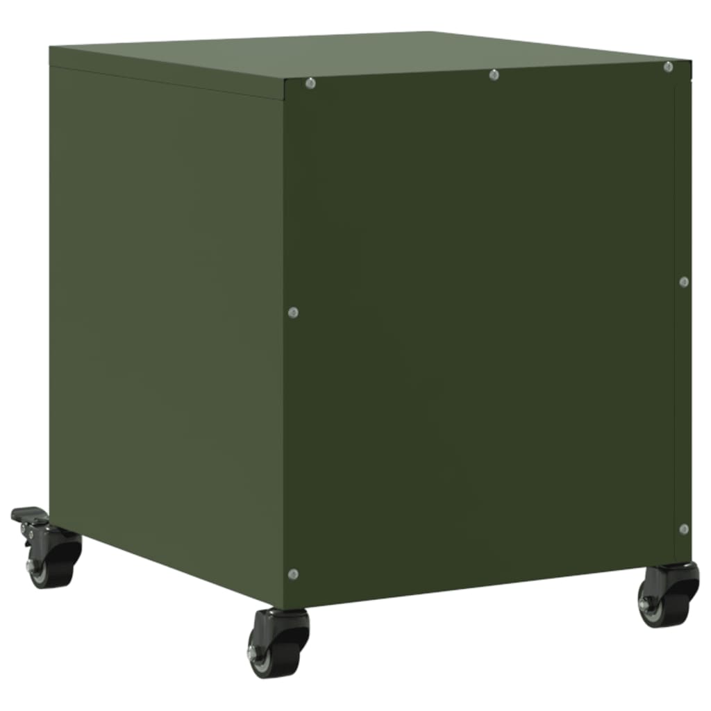 Olive Green Steel Bedside Cabinet 36x39x43.5 cm