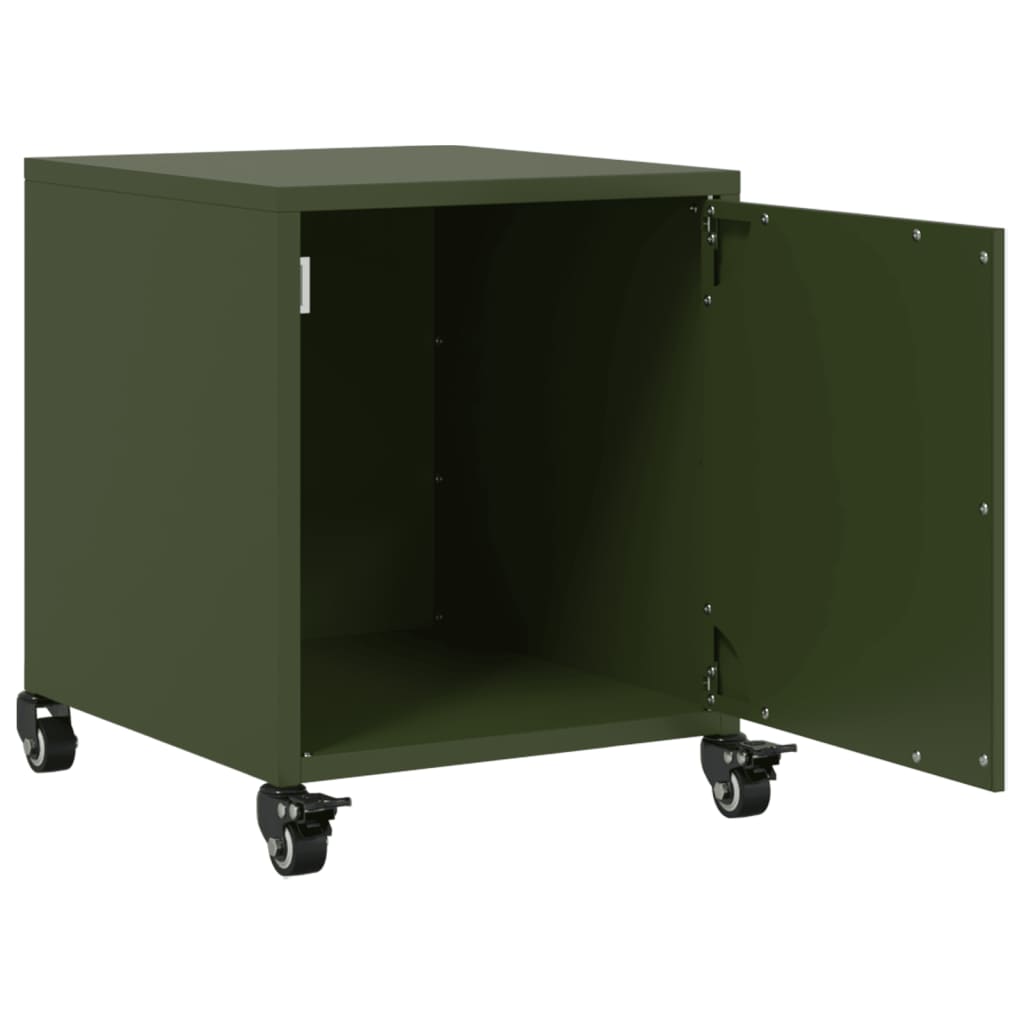 Olive Green Steel Bedside Cabinet 36x39x43.5 cm