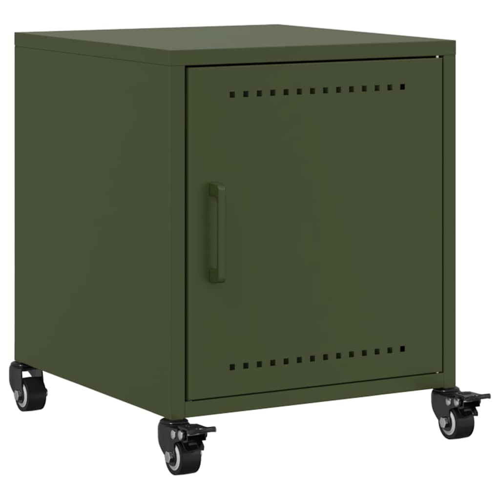Olive Green Steel Bedside Cabinets - 2 Pcs, 36x39x43.5 cm