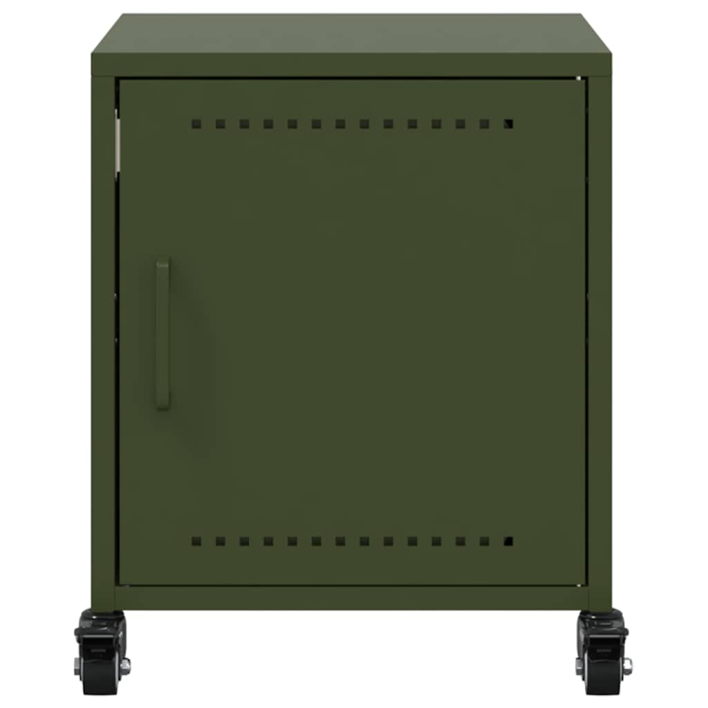 Olive Green Steel Bedside Cabinets - 2 Pcs, 36x39x43.5 cm