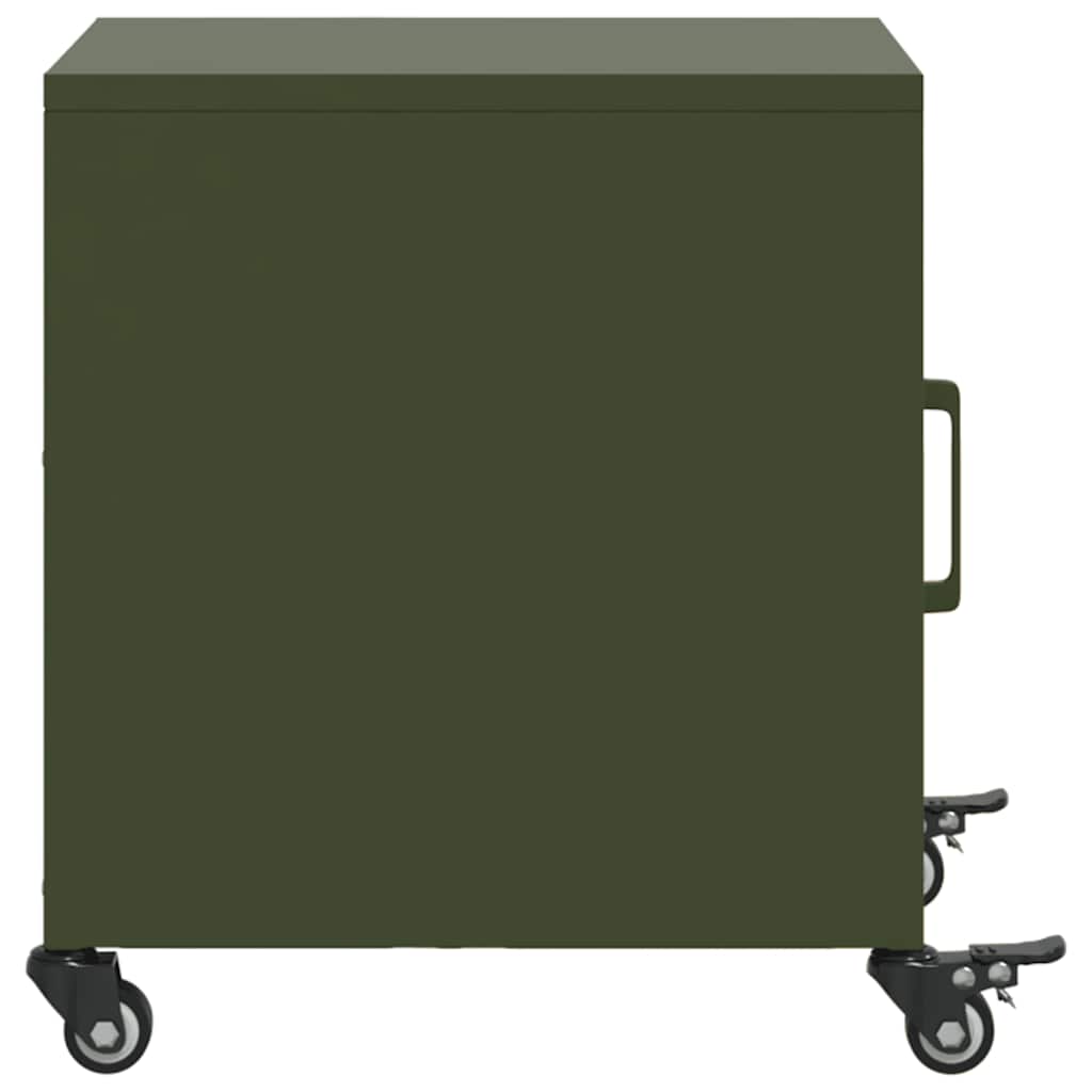 Olive Green Steel Bedside Cabinets - 2 Pcs, 36x39x43.5 cm