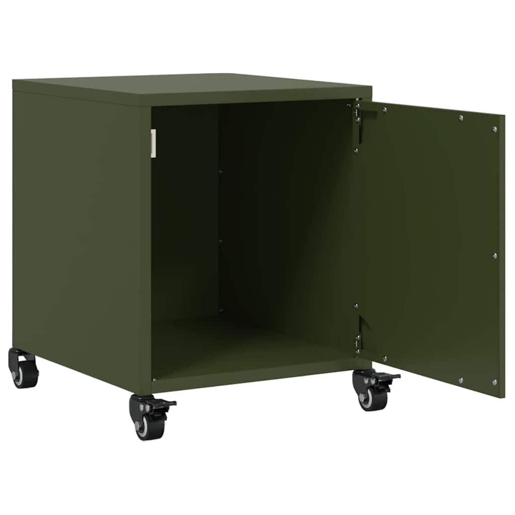 Olive Green Steel Bedside Cabinets - 2 Pcs, 36x39x43.5 cm