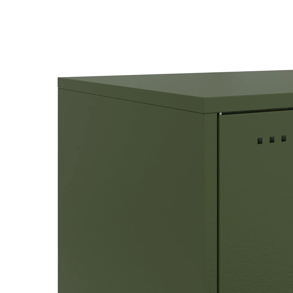 Olive Green Steel Bedside Cabinets - 2 Pcs, 36x39x43.5 cm