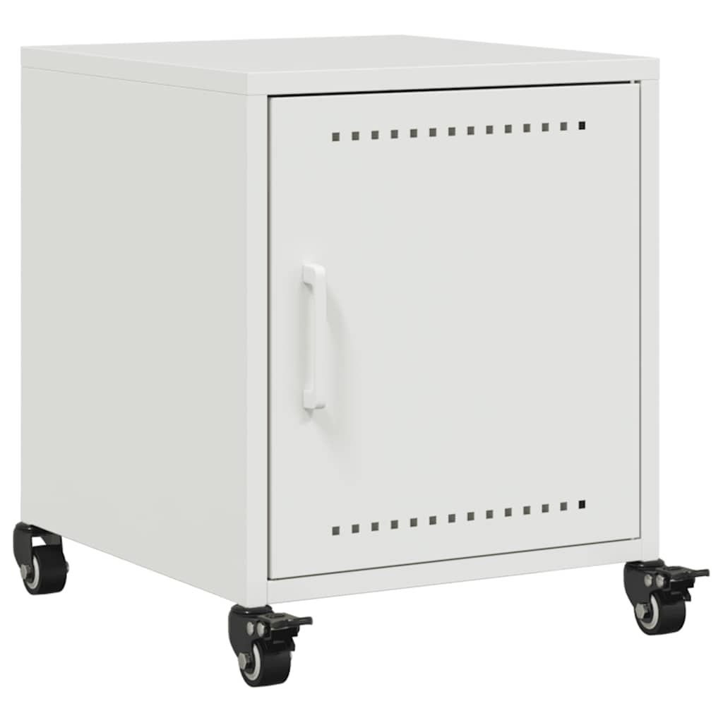 White Steel Bedside Cabinet - 36x39x43.5 cm Compact Design
