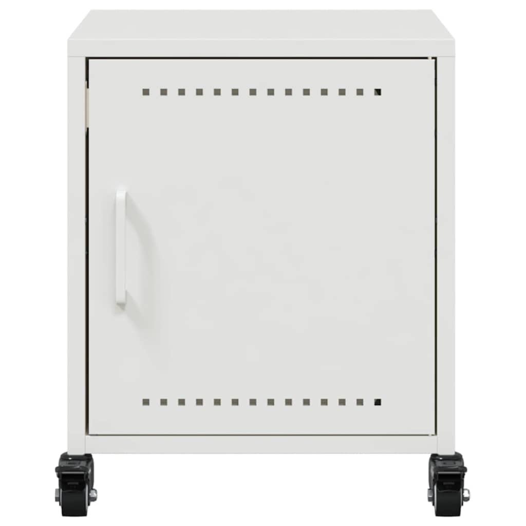 White Steel Bedside Cabinet - 36x39x43.5 cm Compact Design