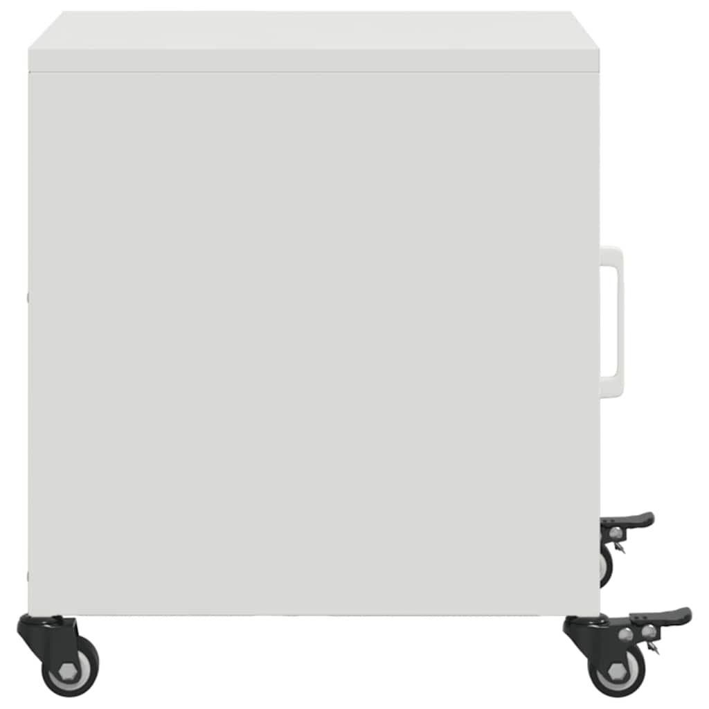 White Steel Bedside Cabinet - 36x39x43.5 cm Compact Design