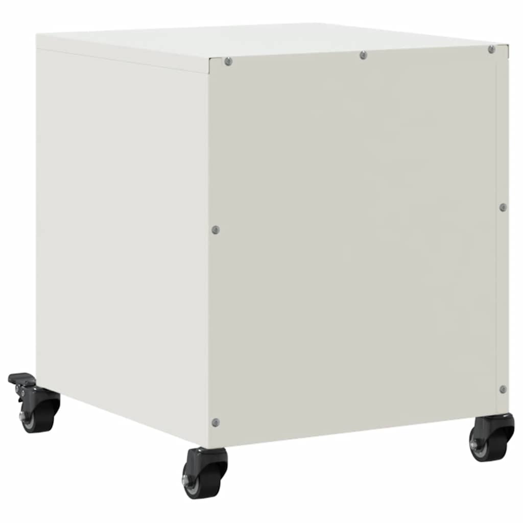 White Steel Bedside Cabinet - 36x39x43.5 cm Compact Design