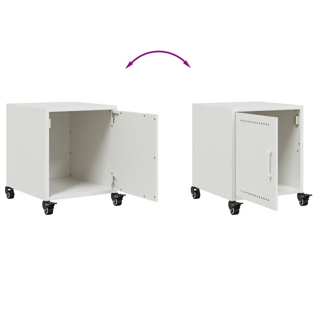 White Steel Bedside Cabinet - 36x39x43.5 cm Compact Design
