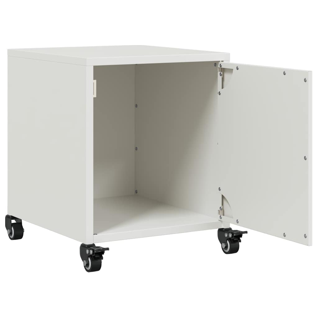 White Steel Bedside Cabinet - 36x39x43.5 cm Compact Design