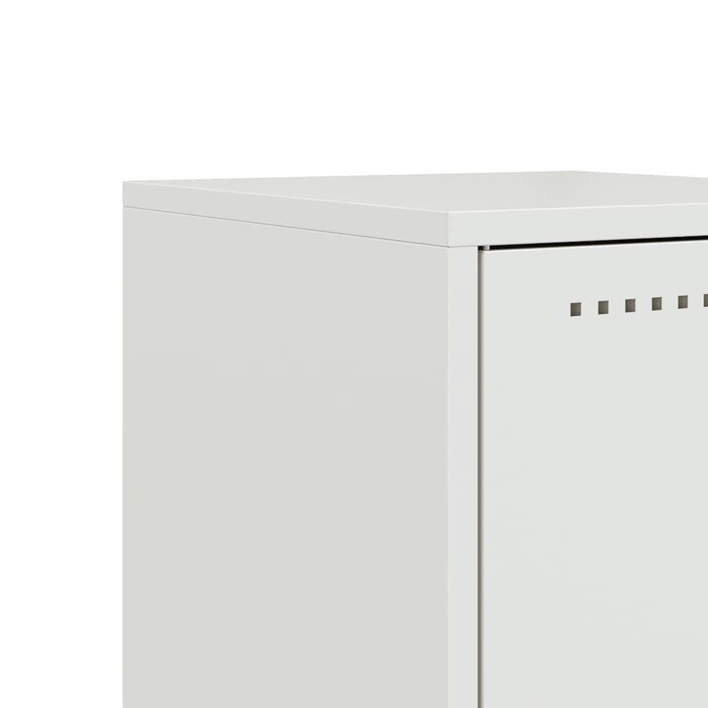 White Steel Bedside Cabinet - 36x39x43.5 cm Compact Design