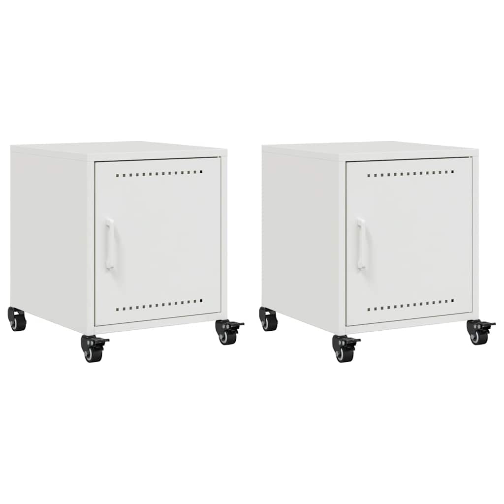 Stylish White Steel Bedside Cabinets 2 Pcs - 36x39x43.5 cm