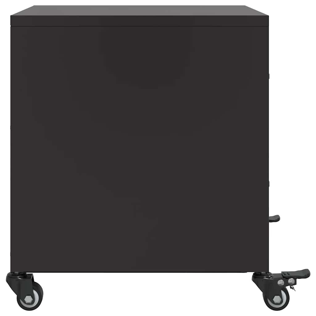Sleek Black Steel Bedside Cabinet - 36x39x43.5 cm