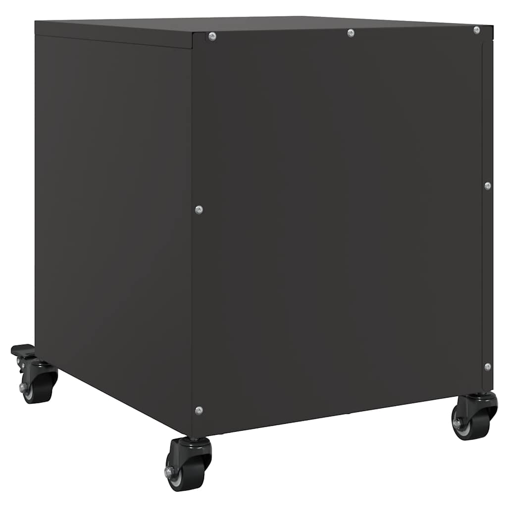 Sleek Black Steel Bedside Cabinet - 36x39x43.5 cm