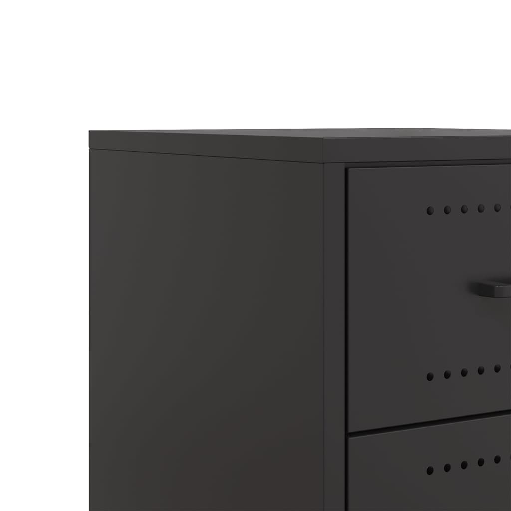 Sleek Black Steel Bedside Cabinet - 36x39x43.5 cm