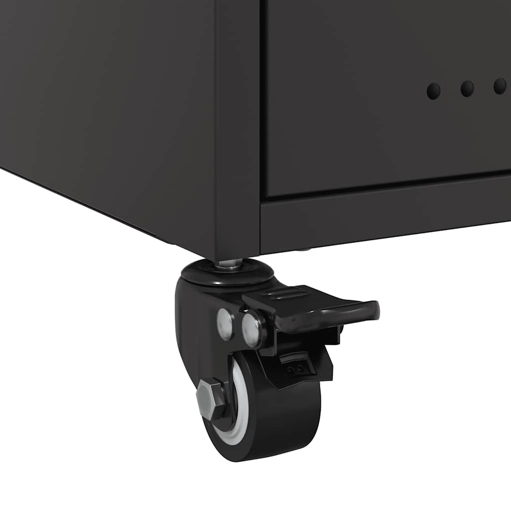 Sleek Black Steel Bedside Cabinet - 36x39x43.5 cm