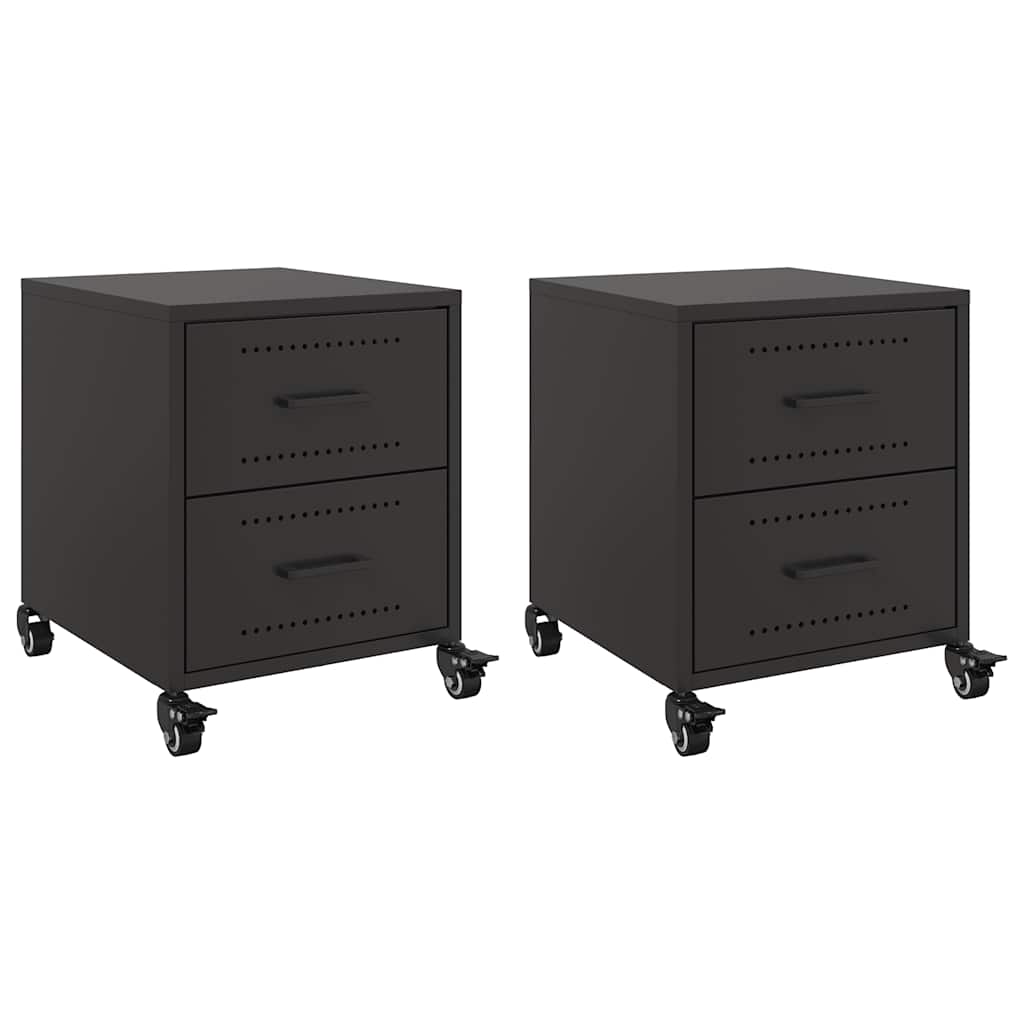 Black Steel Bedside Cabinets 2 pcs - 36x39x43.5 cm